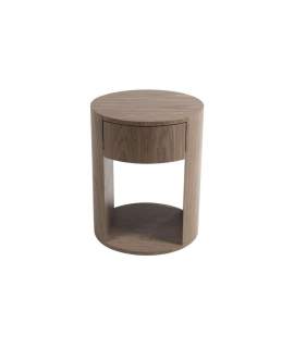Mesita Noche Moderna Redonda 1 Cajon y Estante Serie Ligna