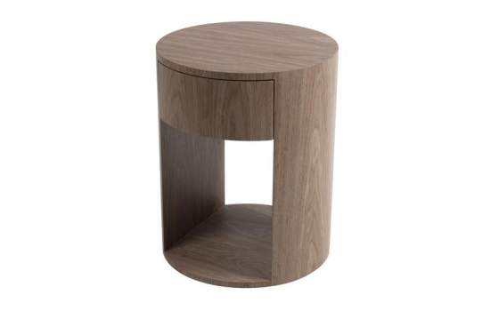 Mesita Noche Moderna Redonda 1 Cajon y Estante Serie Ligna