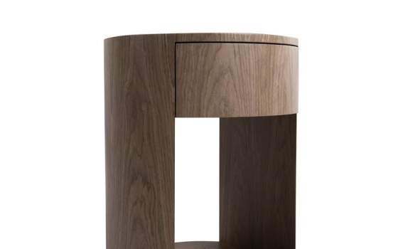 Mesita Noche Moderna Redonda 1 Cajon y Estante Serie Ligna