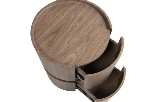 Mesita Noche Moderna Redonda 2 Cajon Serie Ligna