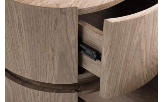 Mesita Noche Moderna Redonda 2 Cajon Serie Ligna