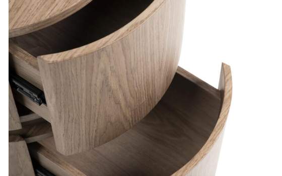 Mesita Noche Moderna Redonda 2 Cajon Serie Ligna