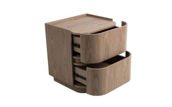 Mesita Noche Moderna Semicircular 2 Cajon Serie Ligna