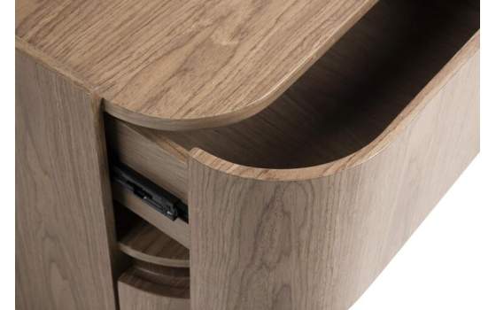 Mesita Noche Moderna Semicircular 2 Cajon Serie Ligna