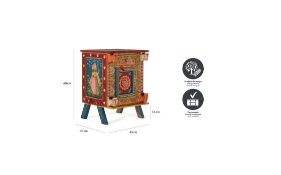 Mesita Noche Oriental Colores 1 Puerta 1 Cajón - Serie Akai