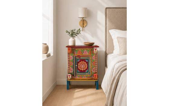 Mesita Noche Oriental Colores 1 Puerta 1 Cajón - Serie Akai