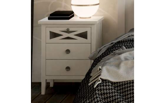 Mesita Noche Provenzal  3 Cajones Cruz Dormitorio Adismu