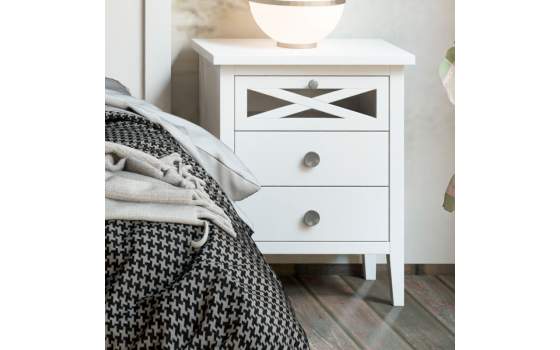 Mesita Noche Provenzal  3 Cajones Cruz Dormitorio Adismu