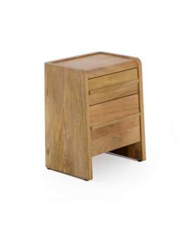 Mesita Noche Recta 2 Cajones Madera Mango - Serie Attle