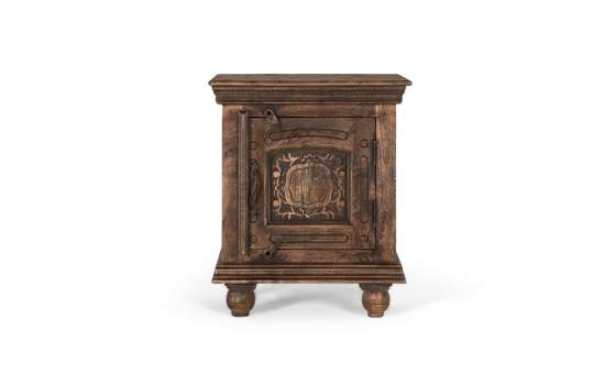 Mesita Noche Rustica 1 Puerta Tallada Color Nogal Acebal