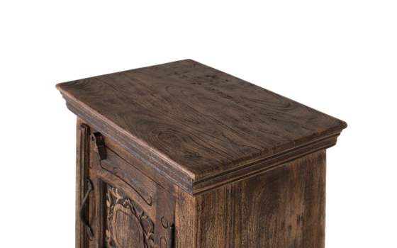 Mesita Noche Rustica 1 Puerta Tallada Color Nogal Acebal