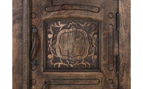 Mesita Noche Rustica 1 Puerta Tallada Color Nogal Acebal