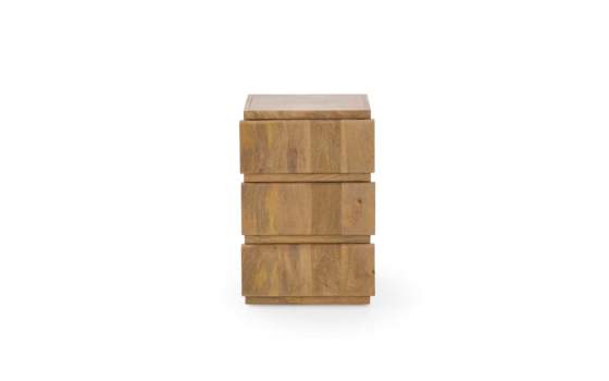 Mesita Noche Rustica 3 Cajones Madera Mango - Serie Attle
