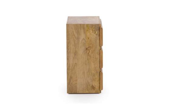 Mesita Noche Rustica 3 Cajones Madera Mango - Serie Attle