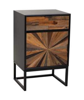 Mesita Noche Rustica Industrial 1 Cajon 1 Puerta - Serie Antoin