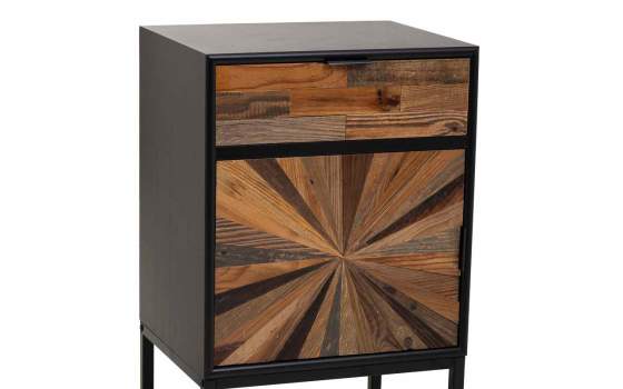 Mesita Noche Rustica Industrial 1 Cajon 1 Puerta - Serie Antoin