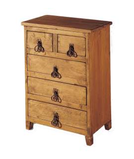 Mesita Noche Rustica Lisa 5 Cajones Madera Maciza de Pino