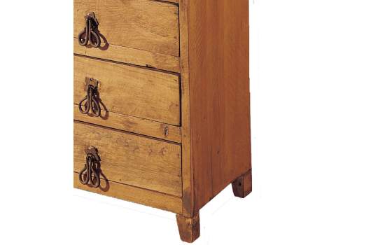 Mesita Noche Rustica Lisa 5 Cajones Madera Maciza de Pino
