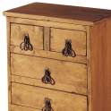 Mesita Noche Rustica Lisa 5 Cajones Madera Maciza de Pino