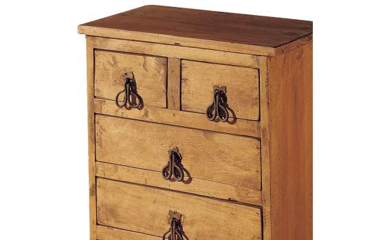 Mesita Noche Rustica Lisa 5 Cajones Madera Maciza de Pino