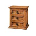 Mesita Noche Rustica Mejicana 3 Cajones Madera Maciza de Pino