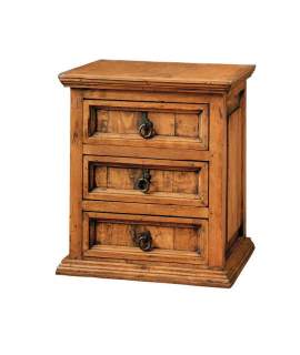 Mesita Noche Rustica Mejicana 3 Cajones Madera Maciza de Pino