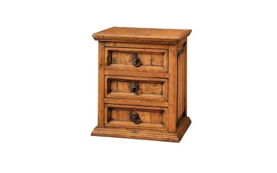 Mesita Noche Rustica Mejicana 3 Cajones Madera Maciza de Pino