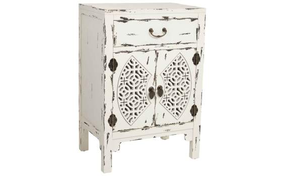 Mesita Oriental Blanca Decape 1 Cajon 2 Puertas Makalu