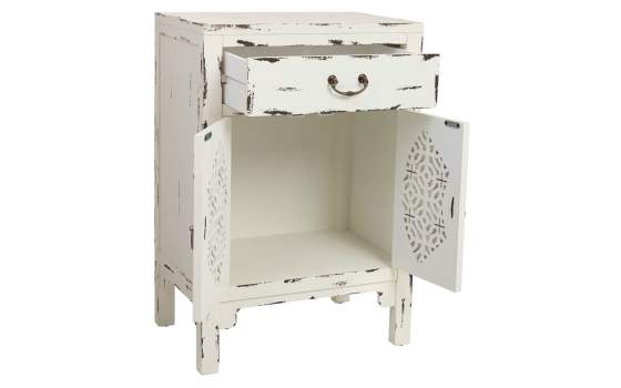 Mesita Oriental Blanca Decape 1 Cajon 2 Puertas Makalu