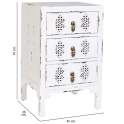 Mesita Oriental Blanca Desgastada 3 Cajones Serie Makalu