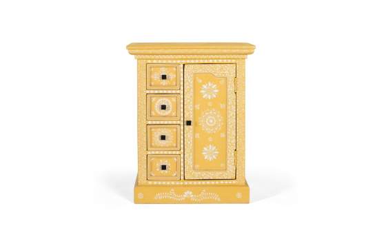 Mesita Oriental Decorada Blanco Amarillo Serie Aciapi Mesita Oriental Decorada Blanco Amarillo Serie Aciapi