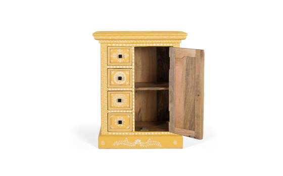 Mesita Oriental Decorada Blanco Amarillo Serie Aciapi Mesita Oriental Decorada Blanco Amarillo Serie Aciapi