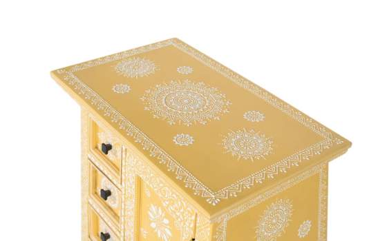 Mesita Oriental Decorada Blanco Amarillo Serie Aciapi Mesita Oriental Decorada Blanco Amarillo Serie Aciapi