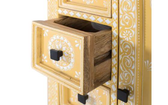 Mesita Oriental Decorada Blanco Amarillo Serie Aciapi Mesita Oriental Decorada Blanco Amarillo Serie Aciapi