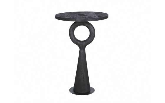 Mesita Rustica Redonda Madera Natural Negra Serie Arogue