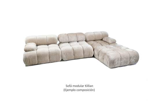 Modulo Reposapies Sofa Tapizado Beige Serie Akilian