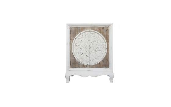 Mueble Auxiliar Oriental Tallado Blanco Decape Serie Omari