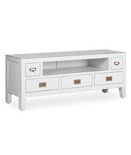 Mueble Bajo Television Colonial en Blanco Serie Everest