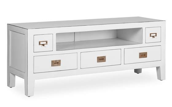 Mueble Bajo Television Colonial en Blanco Serie Everest