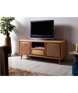 Mueble Bajo TV 1 Cajon 2 Puertas Rattan y Madera Actual Nori