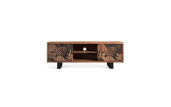 Mueble Bajo TV 2 Puertas Talladas Bicolor - Serie Daersin