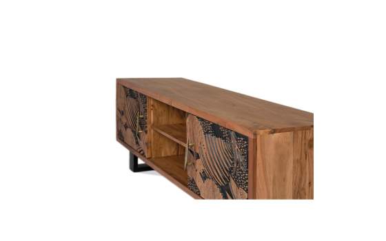 Mueble Bajo TV 2 Puertas Talladas Bicolor - Serie Daersin