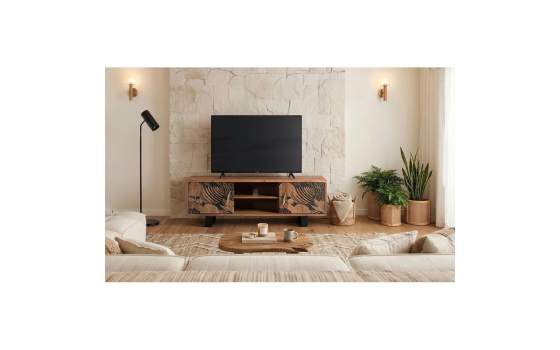 Mueble Bajo TV 2 Puertas Talladas Bicolor - Serie Daersin