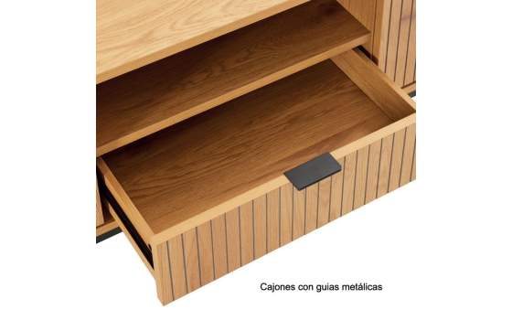 Mueble Bajo TV 2 Puertas y Cajon Madera Natural Serie Anube