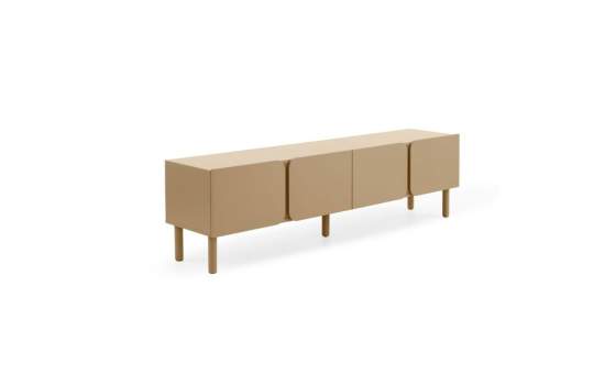 Mueble Bajo TV 4 Puertas Redondeadas beige Serie Athin