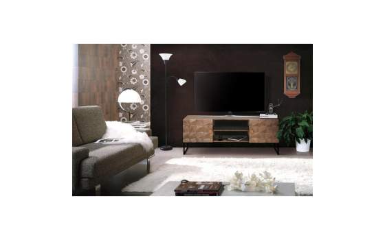 Mueble Bajo TV Industrial 2 Puertas 2 Estantes Cobrens