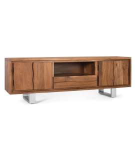 Mueble Bajo TV Moderno Madera Acacia y Metal Aratany