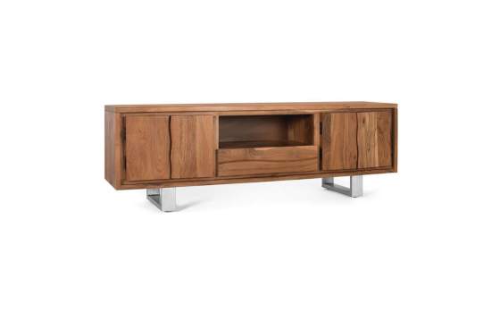 Mueble Bajo TV Moderno Madera Acacia y Metal Aratany