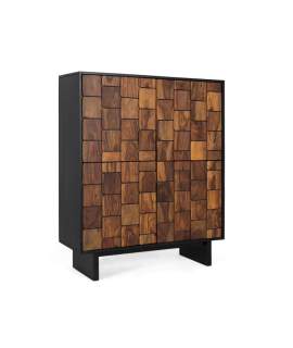 Mueble Bar 4 Puertas Bicolor Negro Madera Serie Mysore