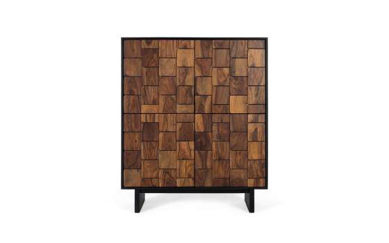 Mueble Bar 4 Puertas Bicolor Negro Madera Serie Mysore